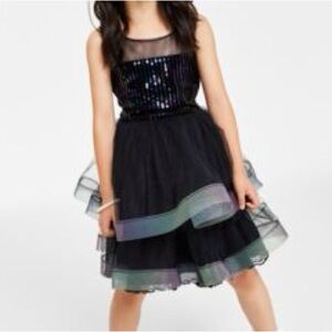Bonnie Jean Girls Size 10 Velvet Iridescent Sequin Dress Black